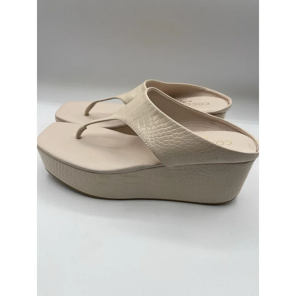 Coconuts by Matisse Platform Sandals Women Ivory Lyric Croc Vacay Size 10M New